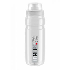 ELITE-Fľaša FLY MTB transparentná šedé logo 750 ml Biela