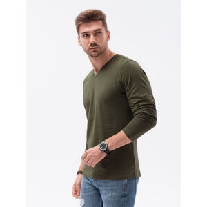 OMBRE-T-shirt LS-L136-V2-DARK OLIVE Zelená S