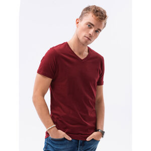 OMBRE-T-shirt SS-S1369-V10-BURGUND Červená XL