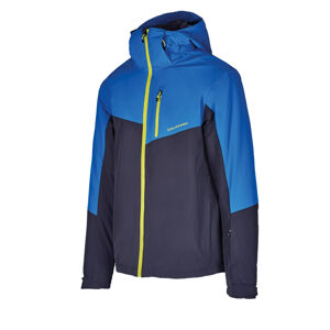 BLIZZARD-Mens Ski Jacket Cervinia, grey/bright blue/neon green zipper Modrá L
